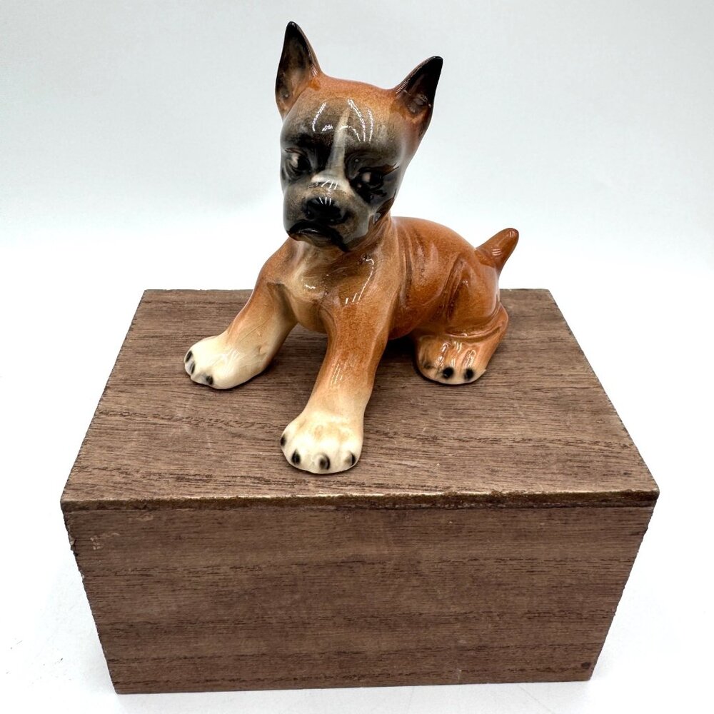 Vintage Jema Holland Boxer Dog Figurine Statue Ornament West Germany stamped 266